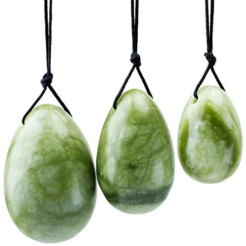 rockcloud green jade set of 3 drilled yoni eggs with string massage stones for women to train pelvic 51 WaW2H4bL